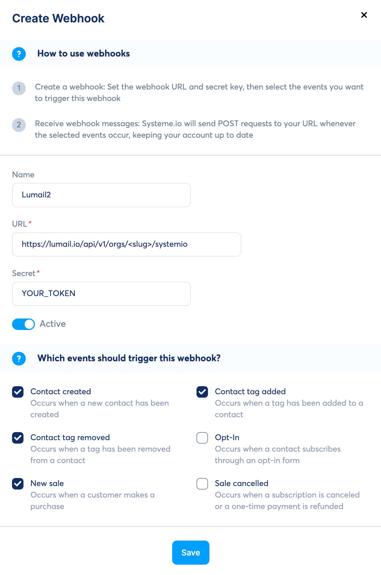 SystemIO webhook form example